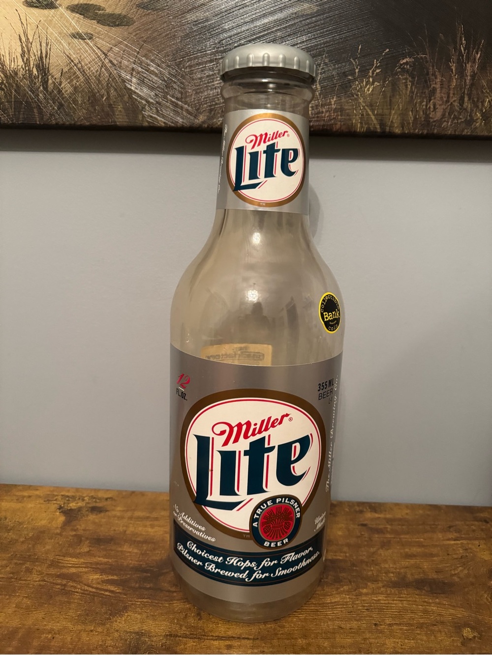 Miller Lite Giant Bottle Coin Bank Breweriana Advertising Bar Decor VTG